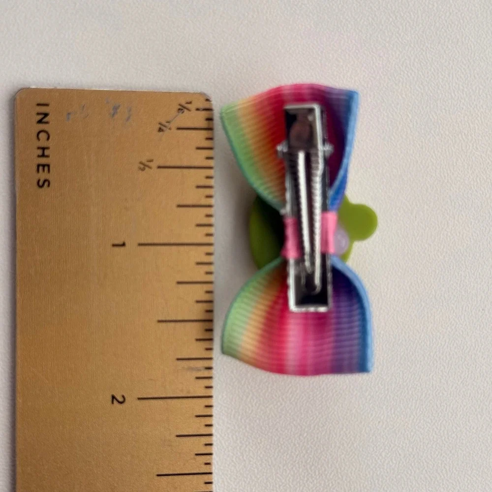 Klass Toy Story Alien Inspired Mini Rainbow Grosgrain Hair Bow Clips Set of 2